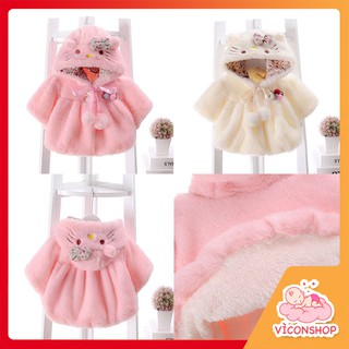 Áo Khoác Lông Cho Bé Gái Mèo Hello Kitty Dễ Thương