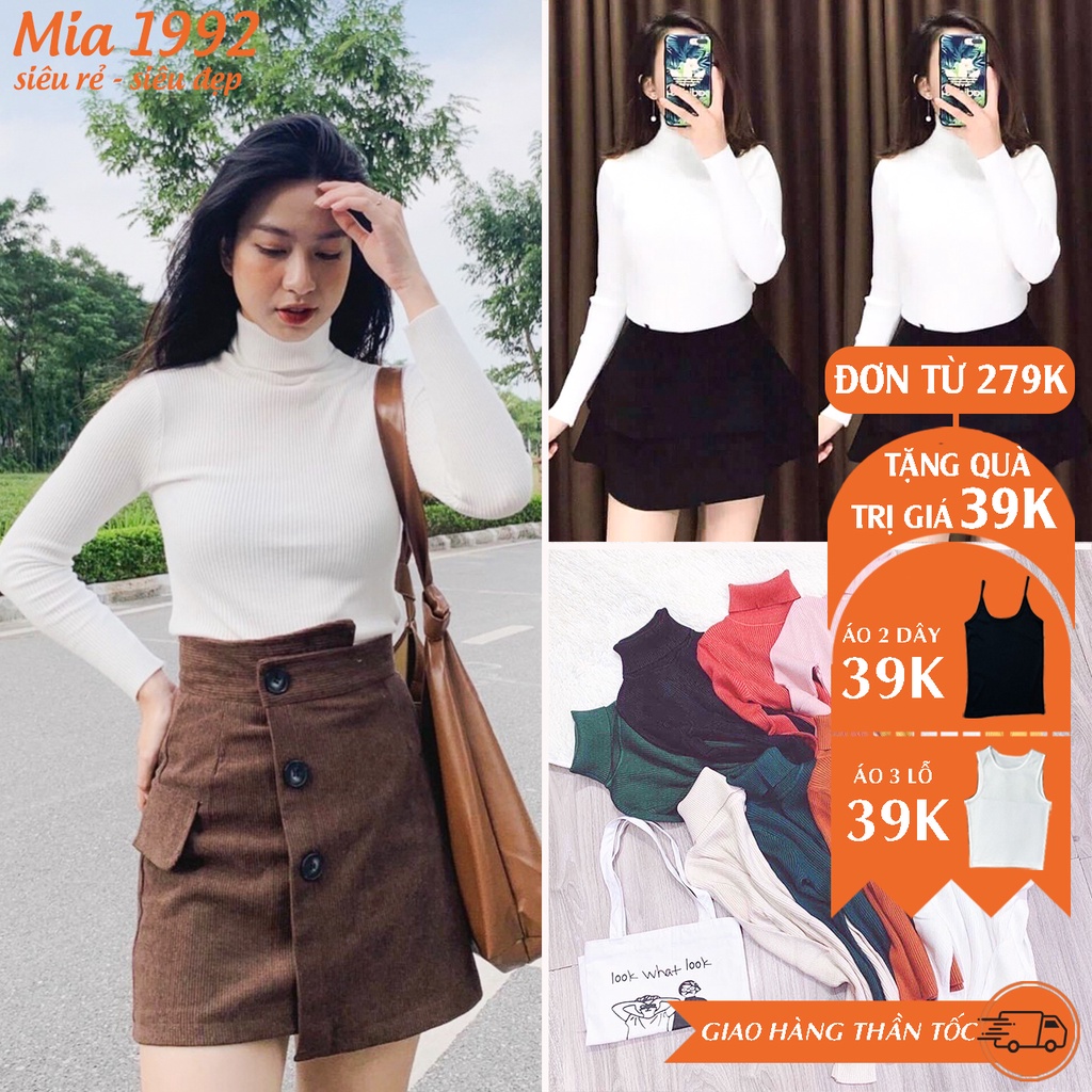 Áo len cổ lọ MIA1992 cao cấp - áo len cổ lọ nữ ôm dáng form co dãn phong cách Hàn Quốc