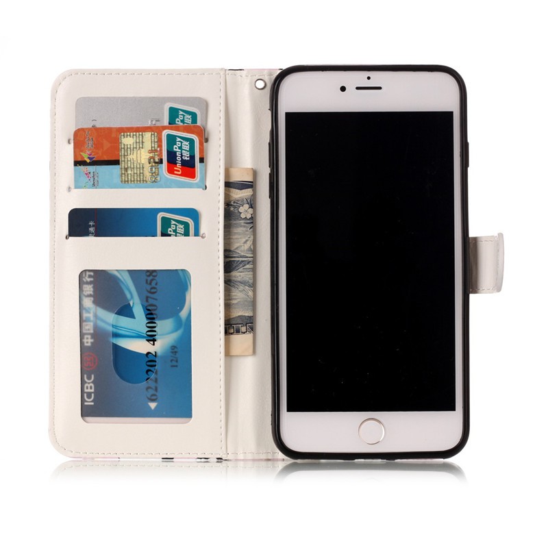 Bao da điện thoại có nắp gập kiêm ví đựng thẻ in họa tiết nghệ thuật dành cho iPhone 6/6S 6P/6SP 7/8 7P/8P