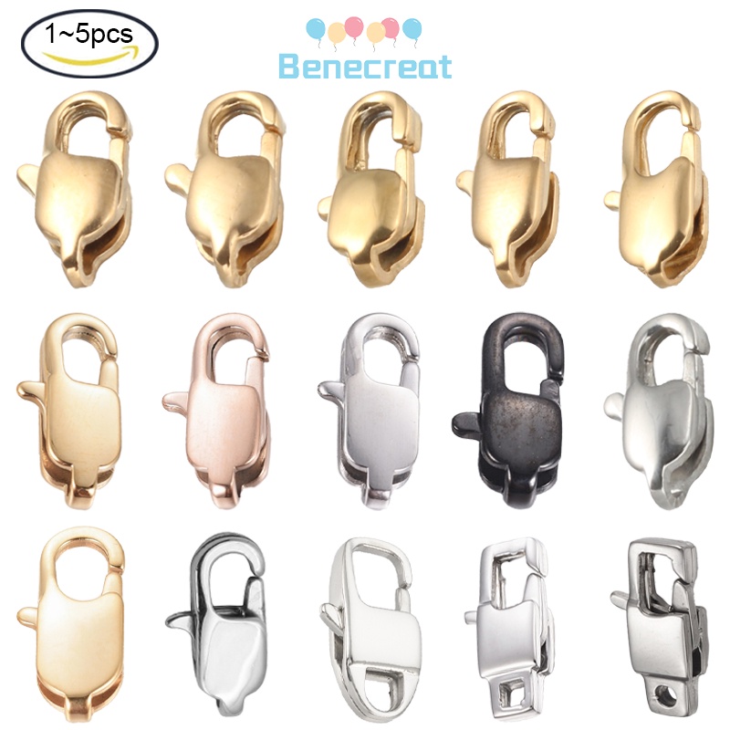 Set 1-5 móc tôm hùm BENECREAT bằng thép không gỉ 304 mạ vàng hồng / đen