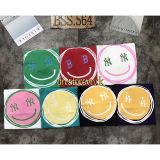 Áo thun unisex in hình mặt cười màu trắng/đen/xanh/đỏ/tím chất cotton 100% mịn mát