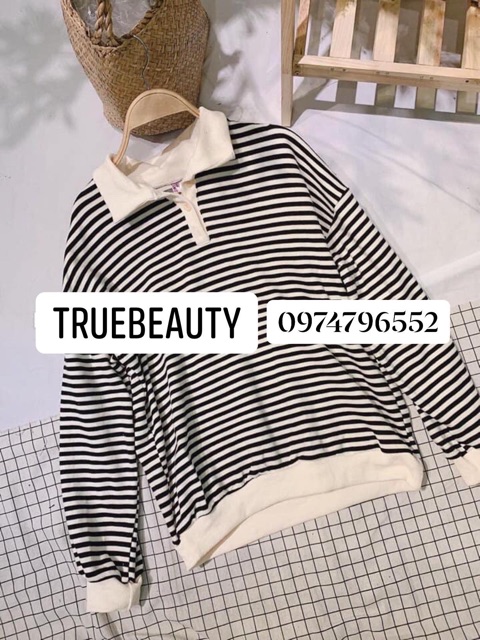 Áo Nỉ Kẻ Cổ Bẻ