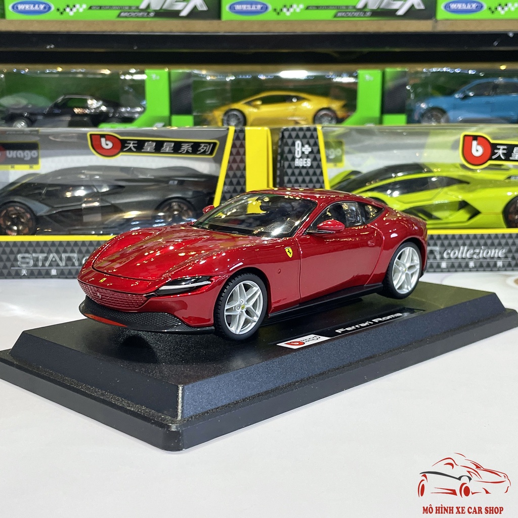 Mô hình ô tô siêu xe Ferrari Roma tỉ lệ 1:24 hãng Burago Carshop màu đỏ