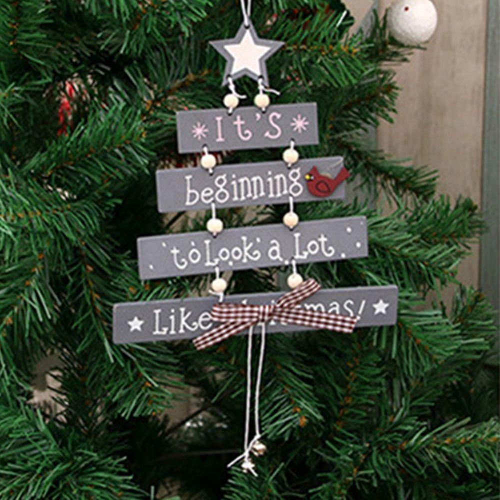 Epoch Phụ Kiện Trang Trí Cây Thông Giáng Sinh Bằng Gỗ Tự Nhiên Gắn Chuông &amp; Nơ DIY