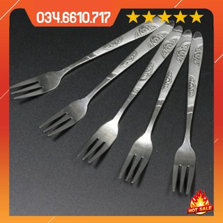 Combo 10 Dĩa Ăn Hoa Quả Trái Cây, Nĩa Ăn mÌ, Inox Cán Hoa