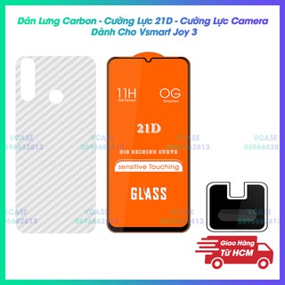 Combo cường lực màn hình, cường lực camera và dán lưng cacbon cho Vsmart Joy 3