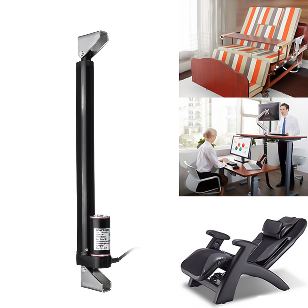 900n / 225lbs bộ truyền động tuyến tính màu đen động cơ tuyến tính điện di chuyển khoảng cách hành trình 50mm 100mm 150mm 200mm 300mm 400mm 12v dc