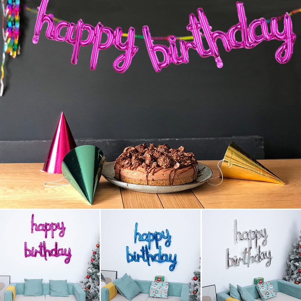 Bong Bóng Lá Nhôm Nhiều Màu 16 INCH Hình Chữ Cái Happy Birthday Nhiều Màu Sắc Trang Trí Tiệc Cưới Sinh Nhật
