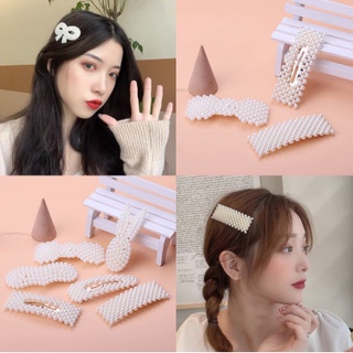 Kẹp tóc mái bên đính ngọc trai giả