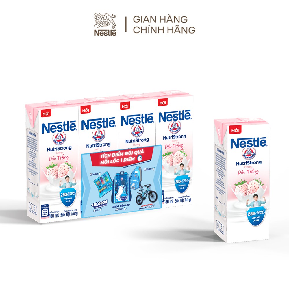 [CÀO TRÚNG THƯỞNG 100%] Thùng 48 hộp sữa Nestlé Gấu hương dâu trắng (48x180ml) | BigBuy360 - bigbuy360.vn