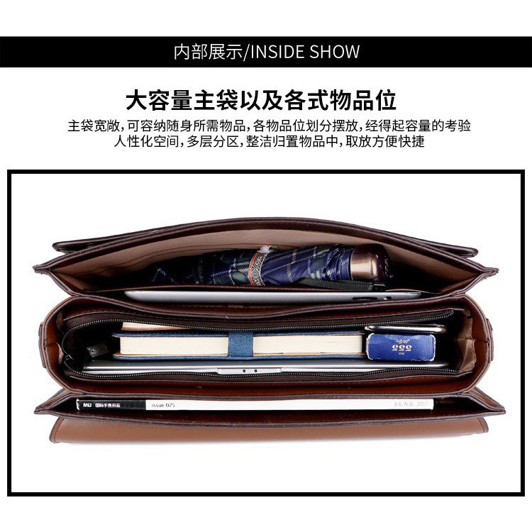 túi máy tính xách tay cho nữ Túi xách cặp da giáo viên đựng laptop 14 inch da bò công sở T23 khóa số (Nâu-Đen) | BigBuy360 - bigbuy360.vn