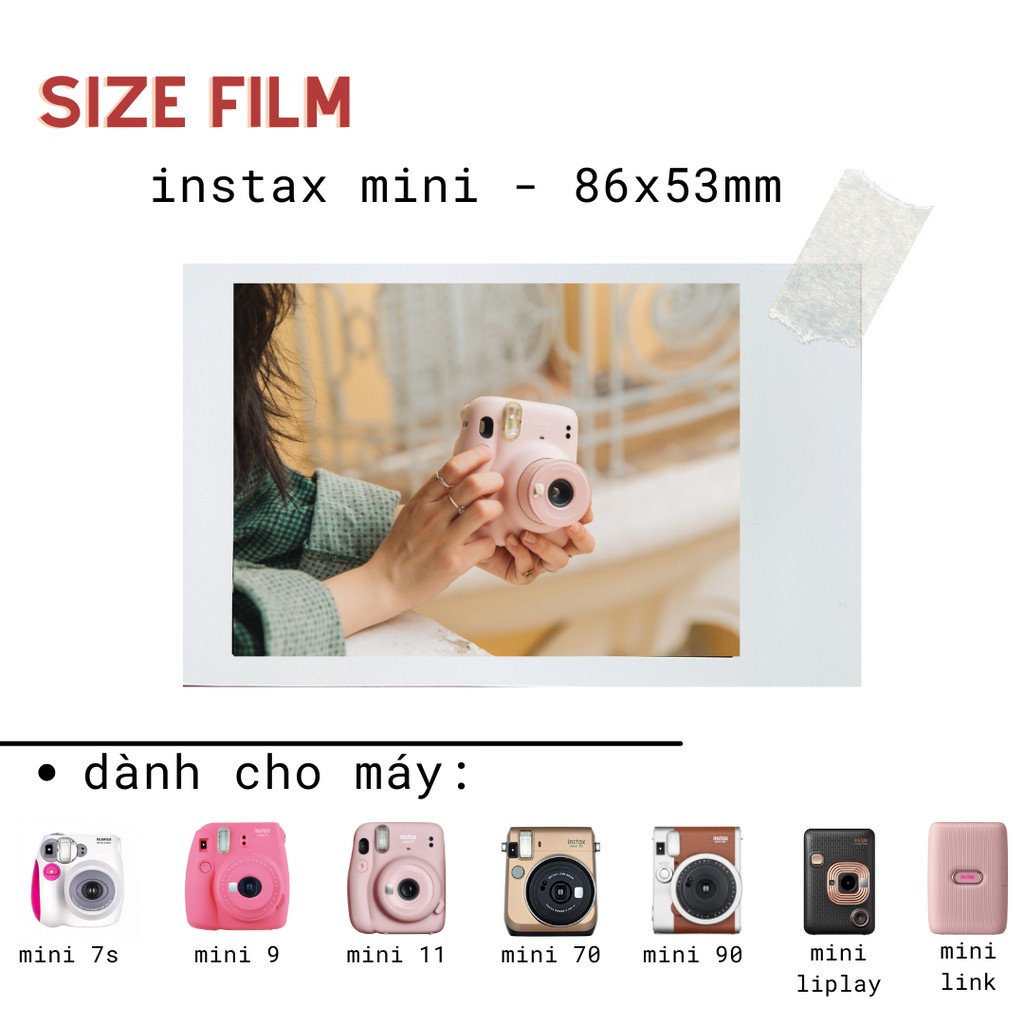 INSTAX MINI FILM - Viền Trắng - Giấy in cho máy ảnh lấy liền Instax Mini Fujifilm - Chính hãng Nhật DATE CA0