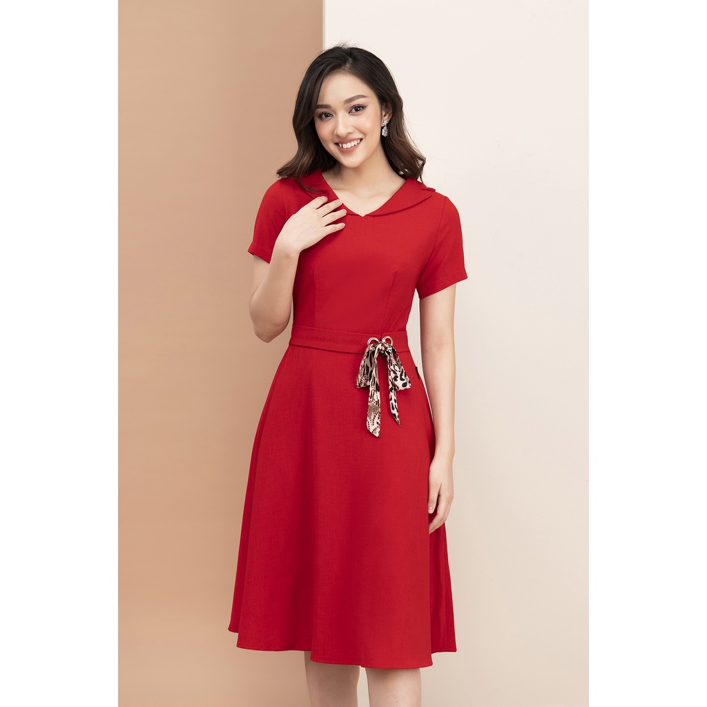 Váy Chữ A Xòa Nhẹ Phối Nơ Eo Cao Cấp Luperi LFV3212