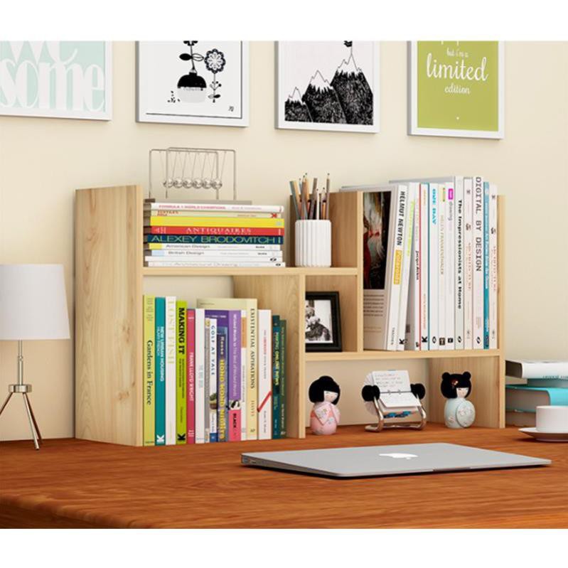 Kệ sách Mini, Giá để sách, để tài liệu văn phòng trên bàn làm việc bằng gỗ ep, trang trí bàn làm việc siêu tiện dụng