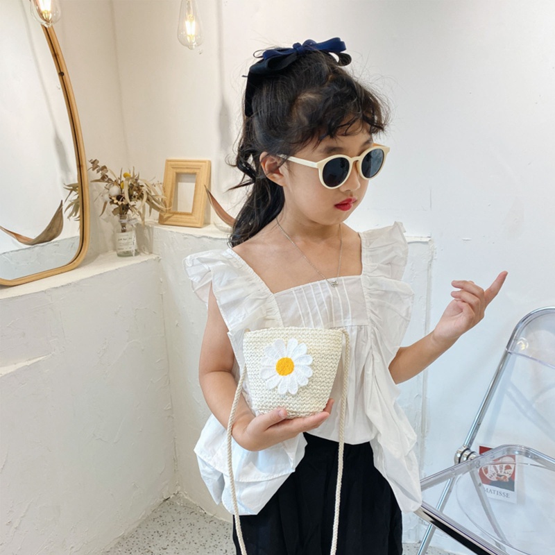 Túi Đeo Vai Đan Lát Có Khóa Kéo Phong Cách Bohemian Dễ Thương Thời Trang Mùa Hè Cho Bé Gái