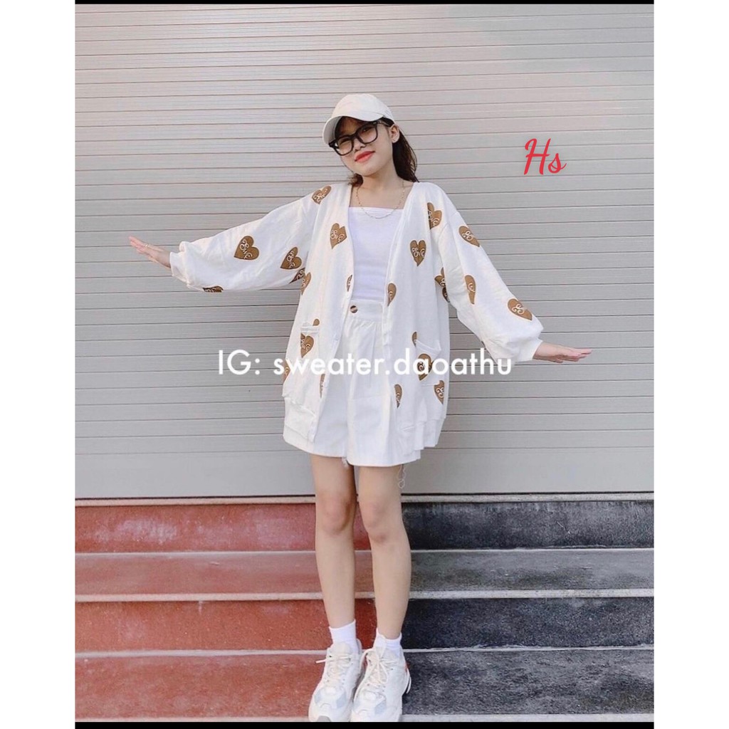 Áo cardigan trái tim swe ,chất dày dặn,hàng xịn -Shop Q&amp;V