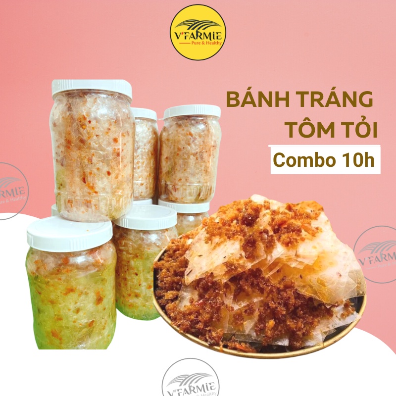 Combo 10 hộp bánh tráng trộn tôm tỏi - hộp 370g