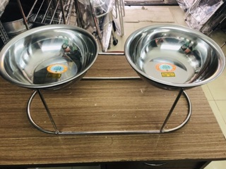 Bát ăn đôi inox cao 25cm dành cho chó