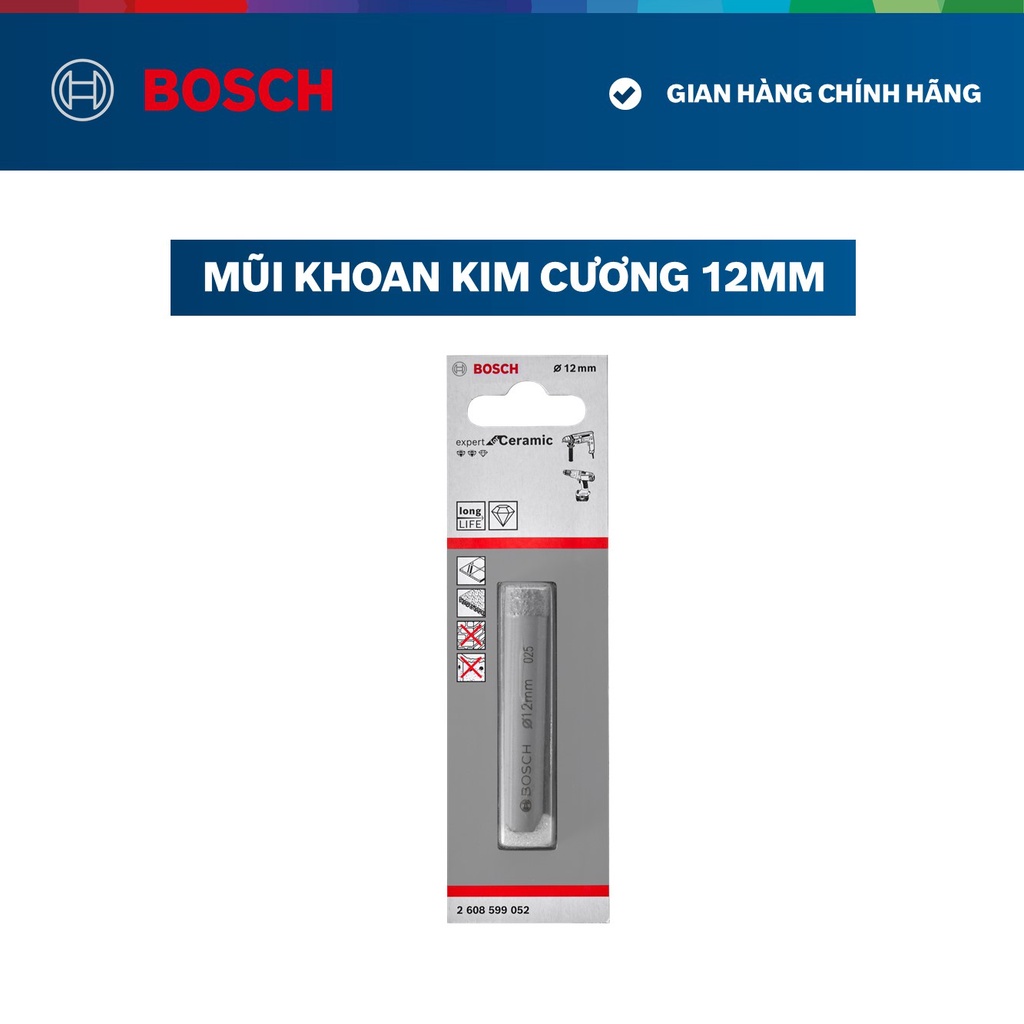 Mũi khoan kim cương Bosch 6mm/ 8mm/ 10mm/ 12mm/ 6+6+8mm (Mới)