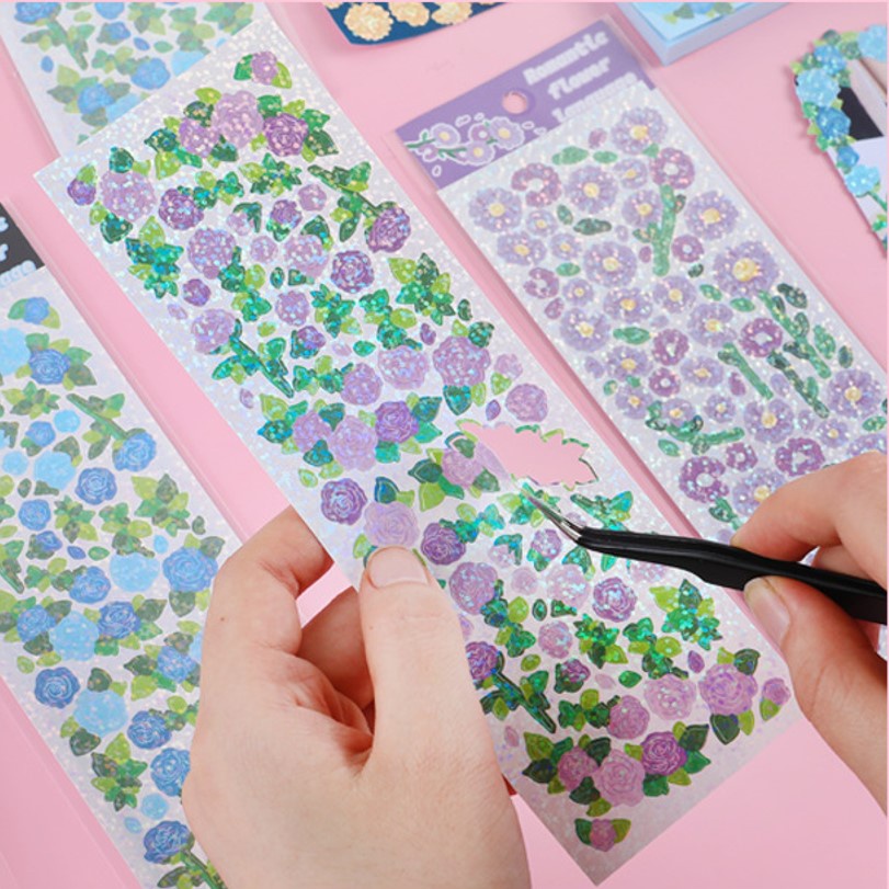 Sticker các loài hoa xinh hologram Flower's language hình dán trang trí toploader và sổ tay | BST137