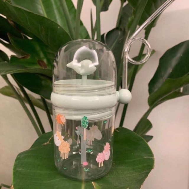 Bình nước cho bé hình thú có ống hút siêu yêu