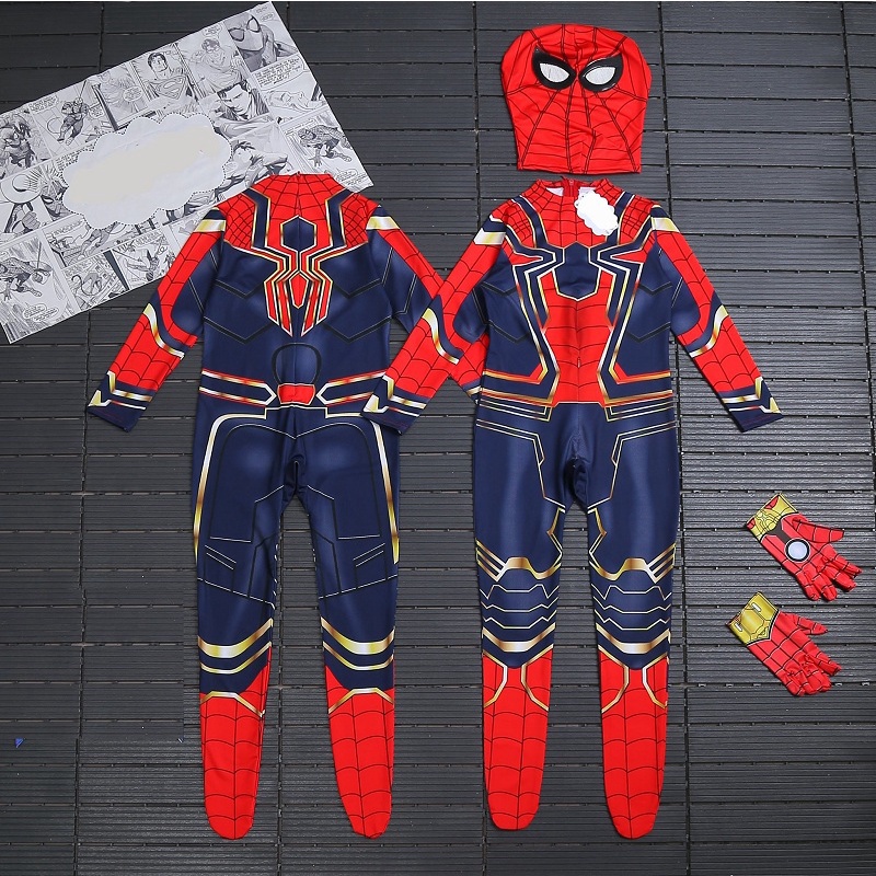 Bộ đồ siêu nhân cho bé trai dài kín người, đồ hoá trang Halloween siêu nhân cho bé trai, tặng kèm nón và găng tay