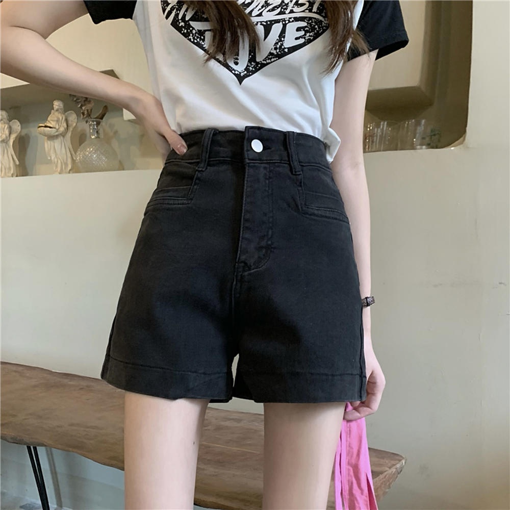 Quần Short Denim Lưng Cao Ống Rộng Phong Cách Retro Thời Trang Mùa Hè 50550