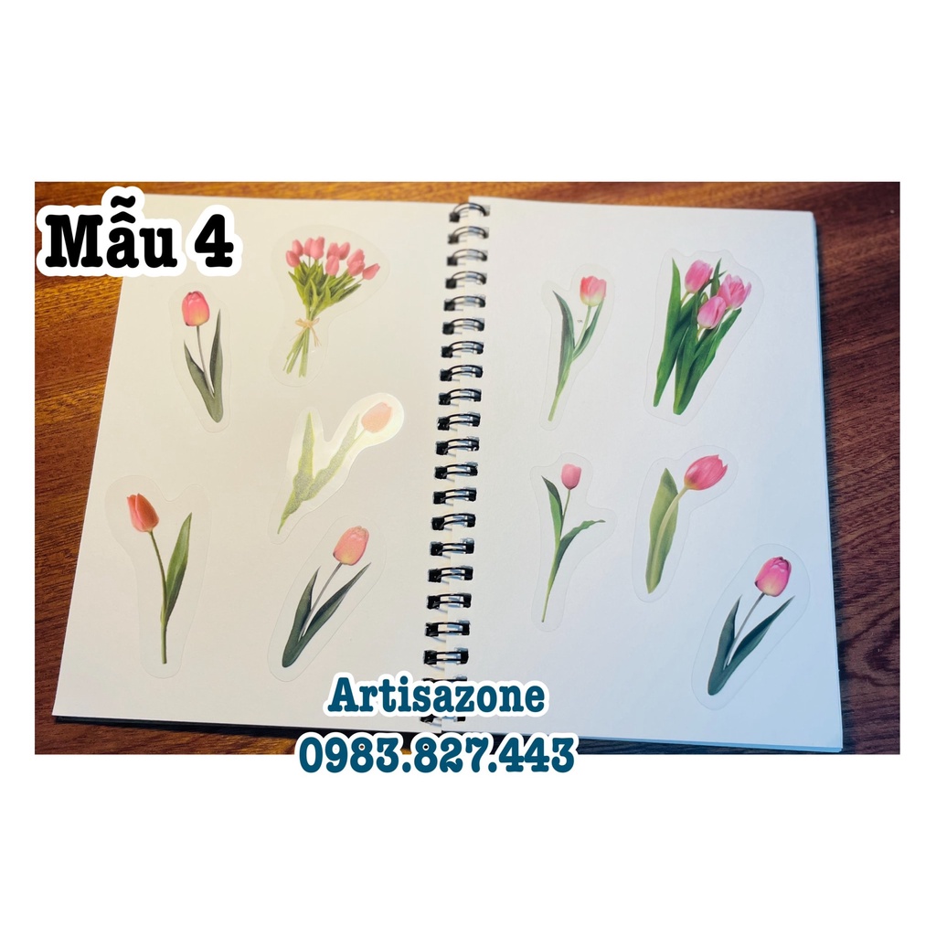 Sticker trong hoa lá mini - Hình dán trang trí - Túi 10 chiếc