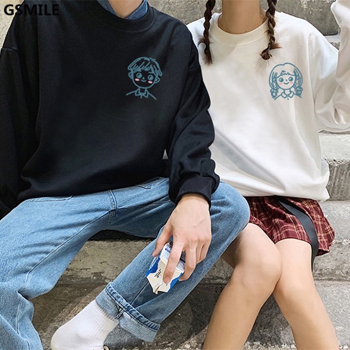 Áo Sweater Nhung Cặp Cổ Tròn Phong Cách Hàn Quốc Unisex | BigBuy360 - bigbuy360.vn