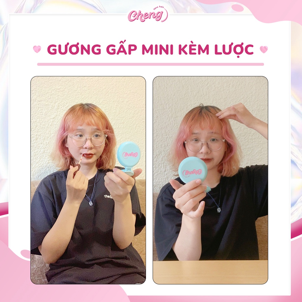 Gương Gấp Mini Kèm Lược Gỡ Rối Tóc Bỏ Túi | Chenglovehair, Chenglovehairs