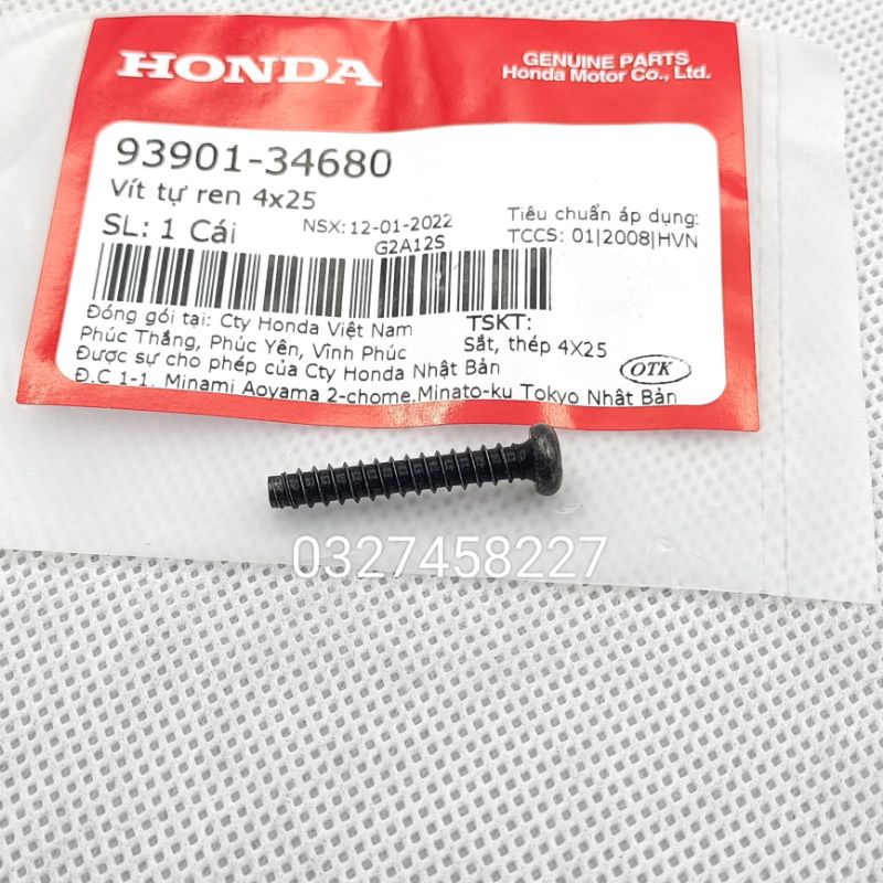 Ốc, bắt nắp giữa đèn hậu xe DREAM, WAVE, FUTURE...  zin.  vít tự ren 4x25