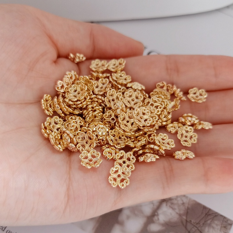 10 Hạt Xỏ Lỗ Bằng Đồng 14K Màu Vàng Đồng Dùng Làm Giá Đỡ/ Vòng Đeo Tay/ Mũ/ Vòng Tay DIY