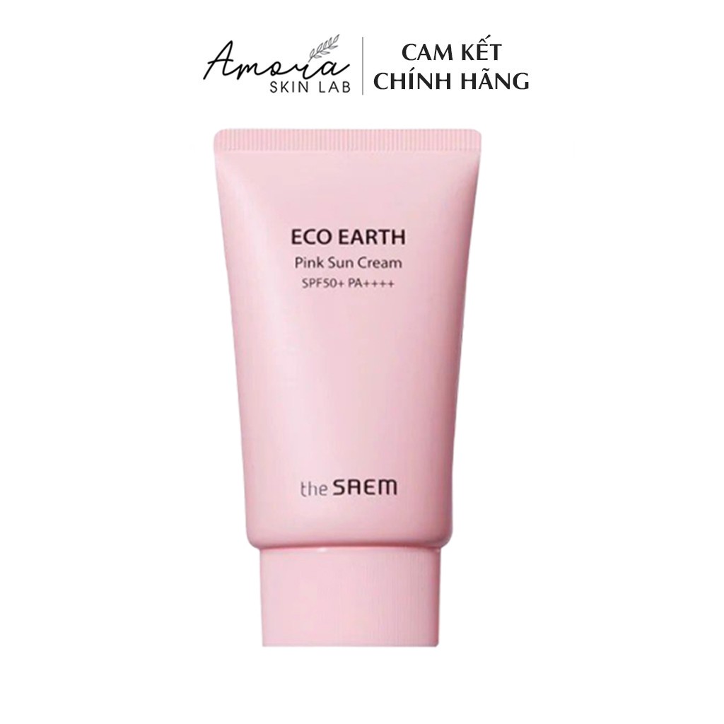Kem Chống Nắng The Saem Eco Earth Power Pink Sun Cream (SPF 50+/PA)++++ (50ml) - Nâng Tone Nhẹ Nhàng, Cho Mọi Loại Da