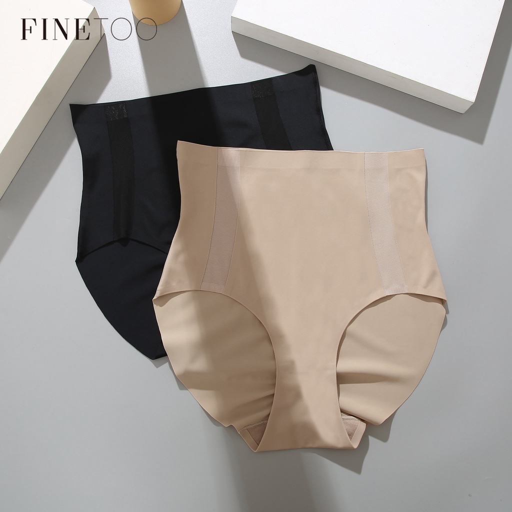 Quần lót lụa FINETOO không đường may lưng cao thoáng khí cho nữ