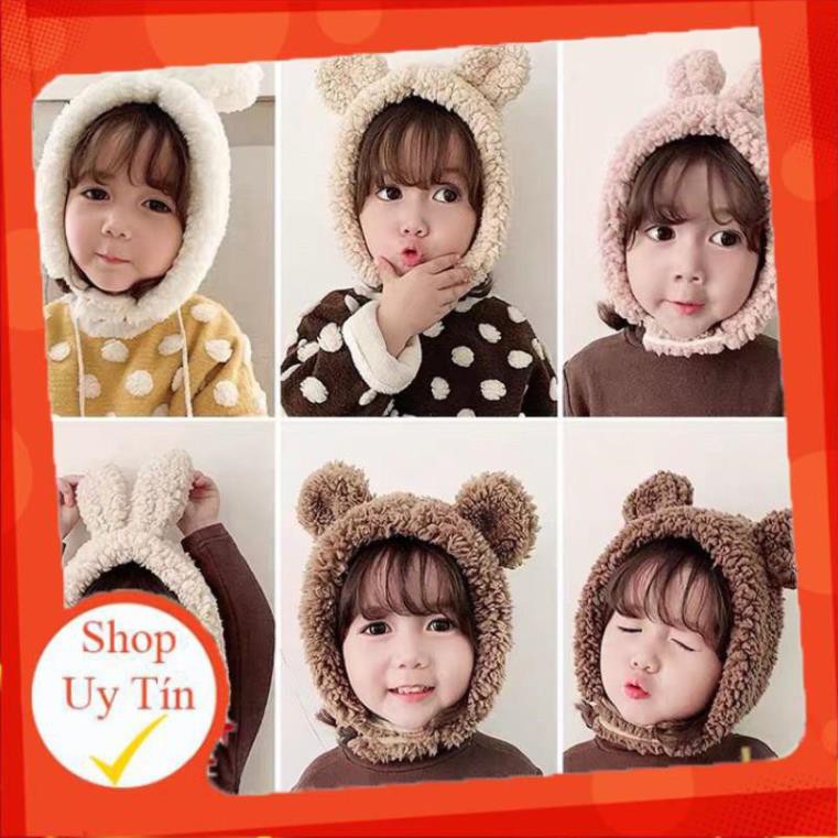 Mũ lông tai cún, tai thỏ ấm áp dành cho bé trai bé gái mùa đông mũ len cho bé M13