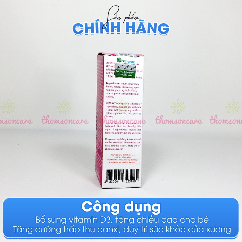 Bổ sung vitamin D3 dạng xịt dễ dùng cho bé - Dimao vtm D3, phát triển chiều cao cho trẻ, hấp thụ canxi