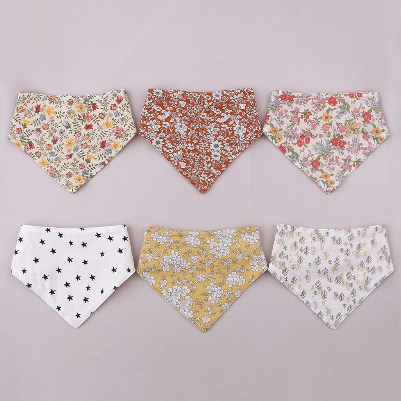 Haha Yếm Tam Giác Hai Mặt Thấm Hút Nước Dãi Nút Bấm Muslin G