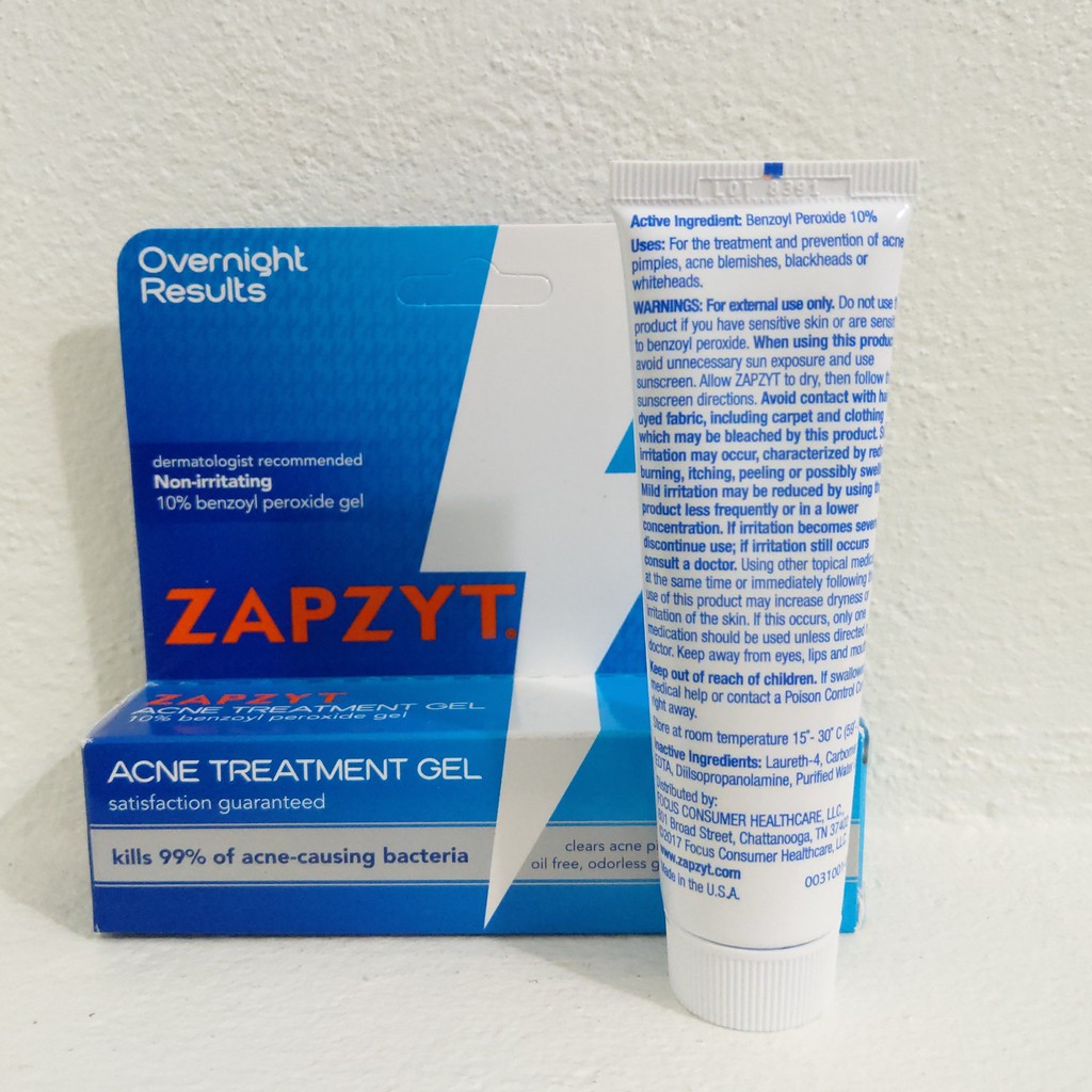 [Có sẵn] Kem chấm mụn Zapzyt Maximum Strength 10% Benzoyl Peroxide Acne Treatment Gel