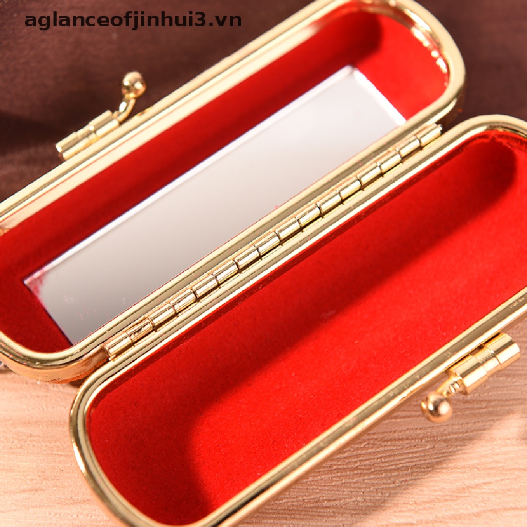 * * Afhvn * * Hộp Đựng Son Môi Kẹp Sắt Thời Trang Có Gương Bên Trong &amp; Khóa Cài  Hộp Đựng Son Môi Thêu Hoa Thổ Cẩm Kèm Gương Soi Tiện Dụng  Hộp Đựng Son Môi Hot Bo