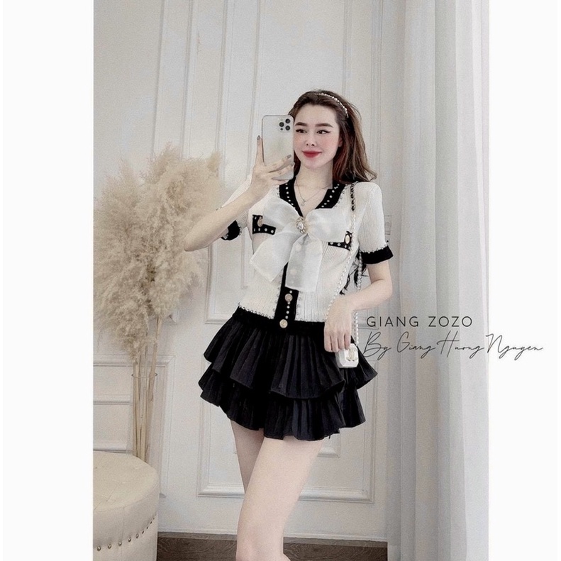 Áo Len điệu [HOT🔥] đính đá cổ nơ hàng Quảng Châu cao cấp | BigBuy360 - bigbuy360.vn