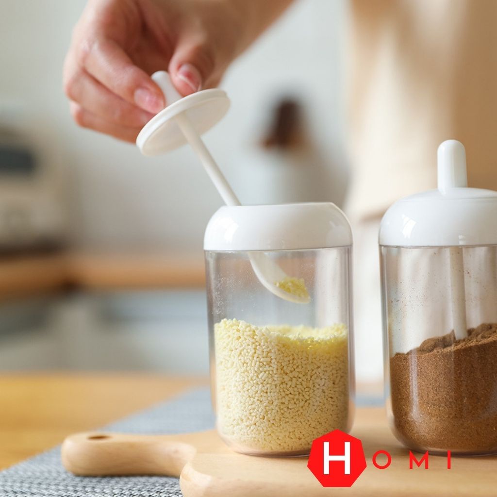 Lọ Đựng Gia Vị Thủy Tinh  Kèm Thìa 250ml, Hũ Đựng Gia Vị  - Danami Store