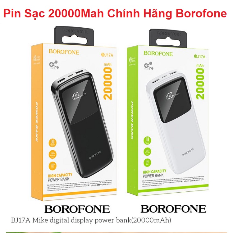 Pin Sạc Dự Phòng 20000Mah Chính Hãng, Borofone BJ17A Hàng Xịn Cao Cấp - Hỗ Trợ Sạc Nhanh - Pin Siêu Bền - Bảo Hành 24Th