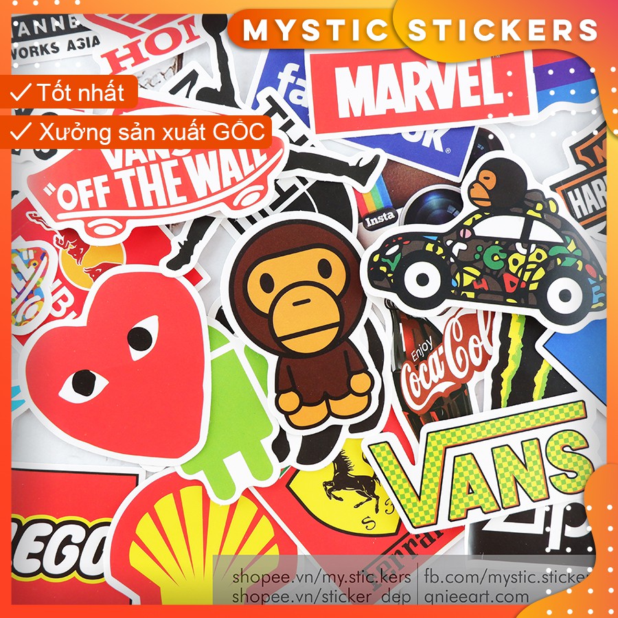 [SET TỔNG HỢP #8] 100 Sticker chống nước/ trang trí, set mix ,dán xe laptop mũ bảo hiểm vali...