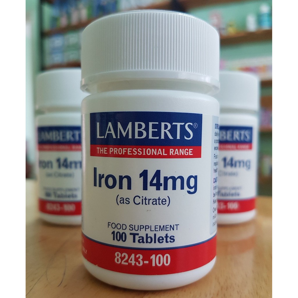 Viên uống bổ sung sắt Lamberts Iron 14mg UK (100 viên)