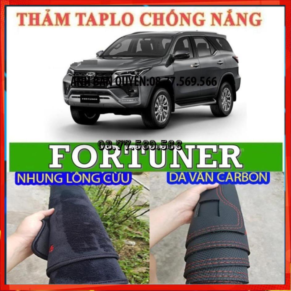 THAM TAPLO DA VÂN GỖ TOYOTA FORTUNER THẢM LÓT TAPLO 3 LỚP CHỐNG NÓNG XE HƠI Ô TÔ NHUNG LÔNG DA CARBON BẢO HÀNH 12 THÁNG