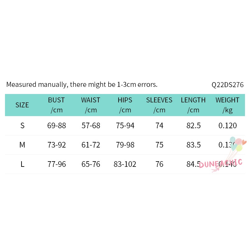 DUNEA Đầm Dài Tay Cổ Cao Phối Lưới In Họa Tiết Xinh Xắn Dành Cho Nữ