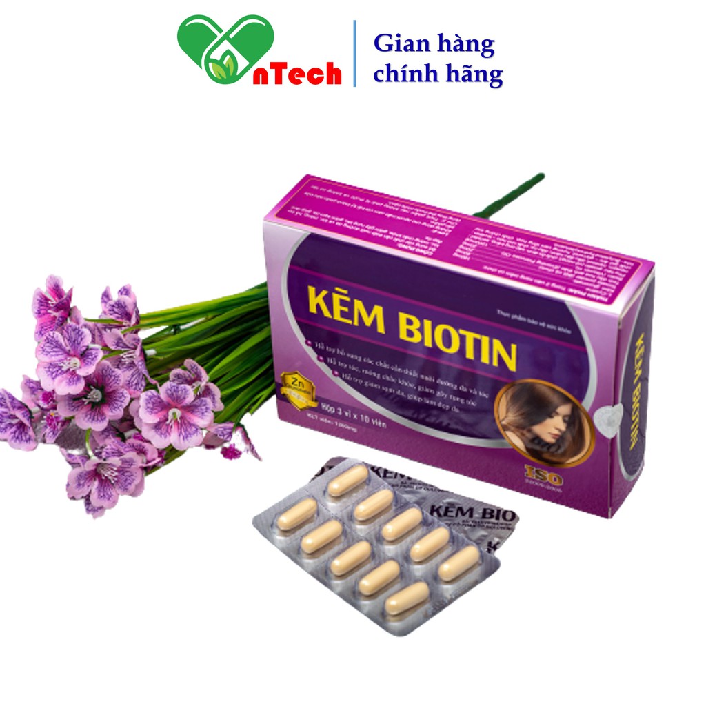 Viên uống bổ sung kẽm GOLDWINGS Kẽm Biotin Giúp tóc chắc khỏe ngăn gãy rụng làm sáng đẹp làn da hộp 60 viên