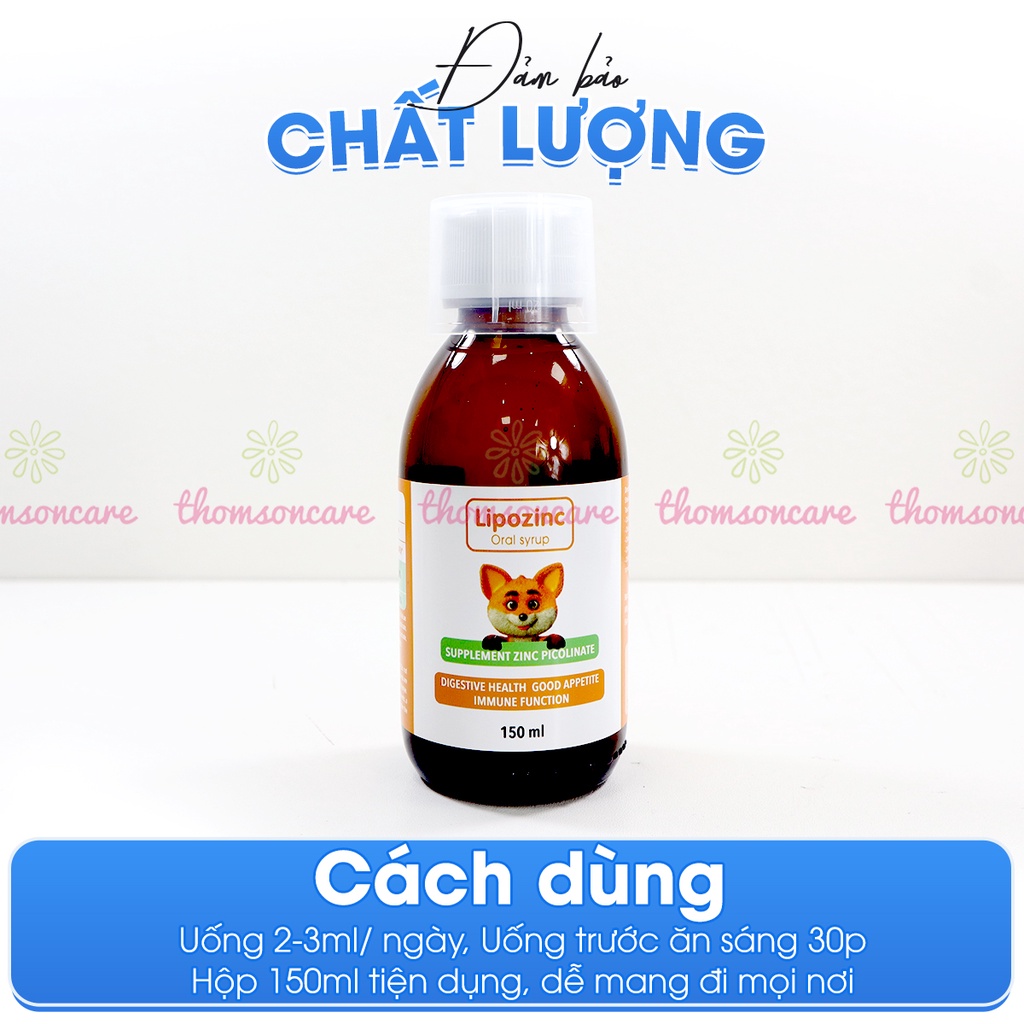 Bổ sung Kẽm - Lipozinc vitamin B6 giúp bé ăn ngon, tăng cường sức đề kháng - Chai 150ml