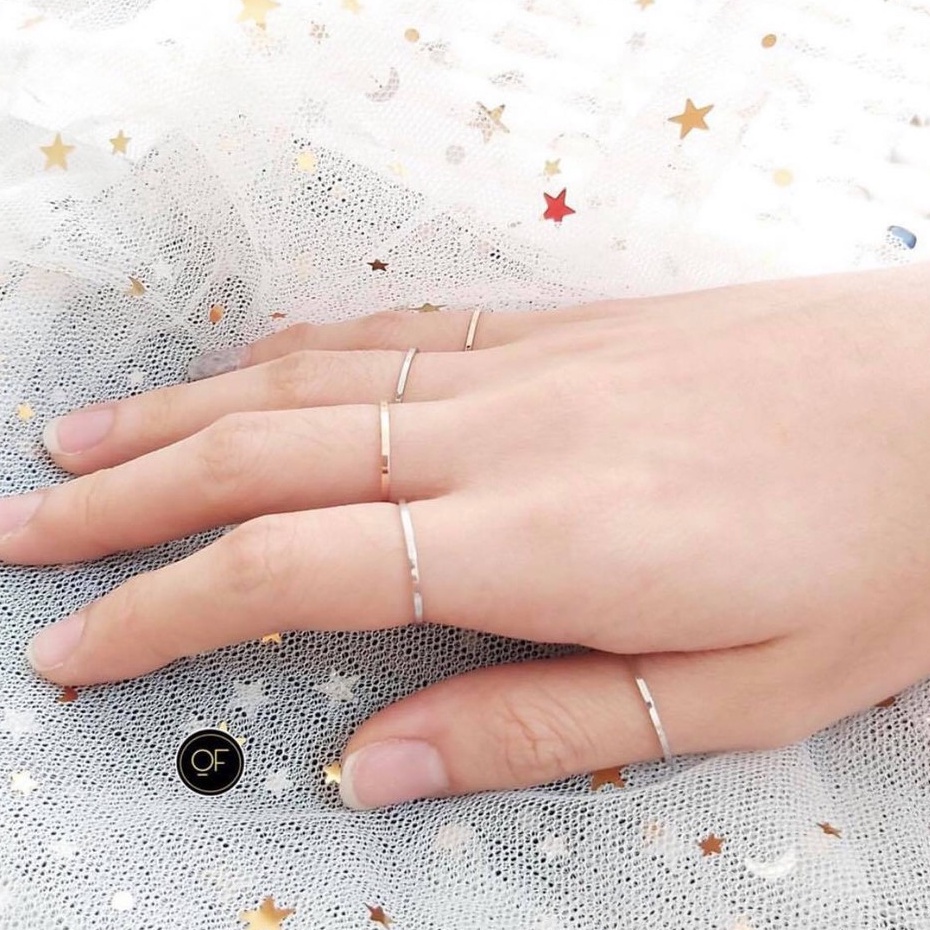 Nhẫn Trơn Mảnh Titan Màu Bạc/Rose