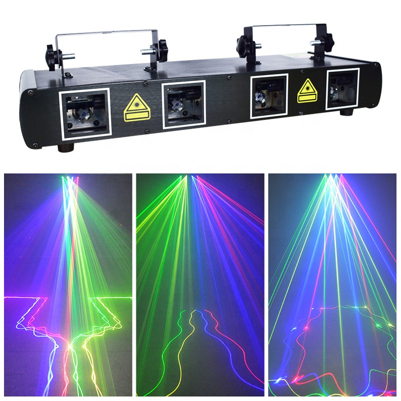 Đèn laser A14 4 cửa cao cấp nháy theo nhạc cho phòng bay, karaoke, KTV